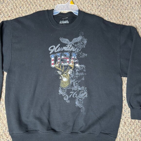 Vintage Hunting USA Sweatshirt By Lifestyle Classics  Size L  Black - Picture 4 of 7